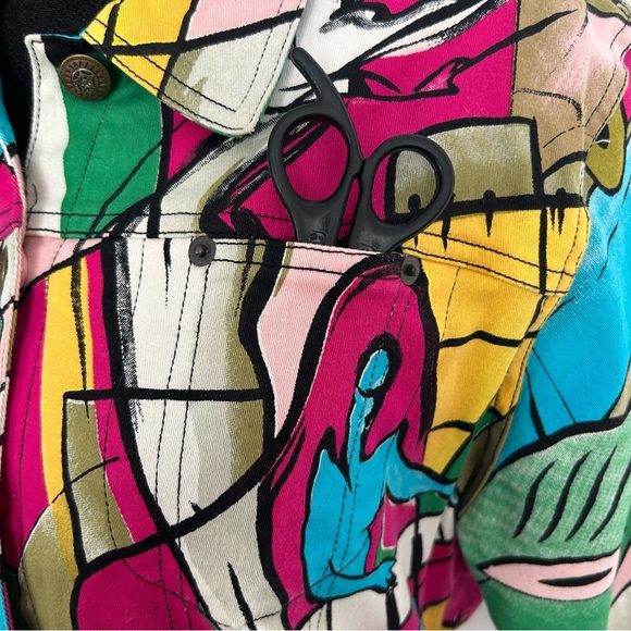 90s VTG “Picasso-style" Multicolor Abstract Wearable Art -Kaktus Jacket 4 Season - Picture 4 of 14